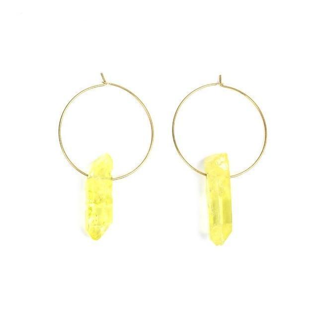 Raw Crystal Small Hoop Earrings-BUNNYKACHU