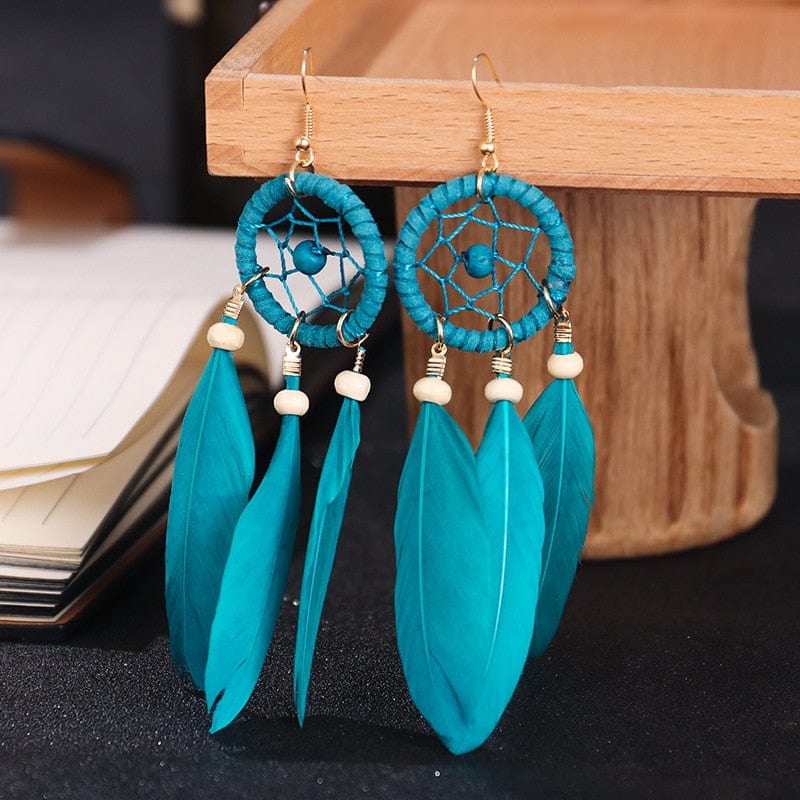 Dreamcatcher Feather Earrings-BUNNYKACHU