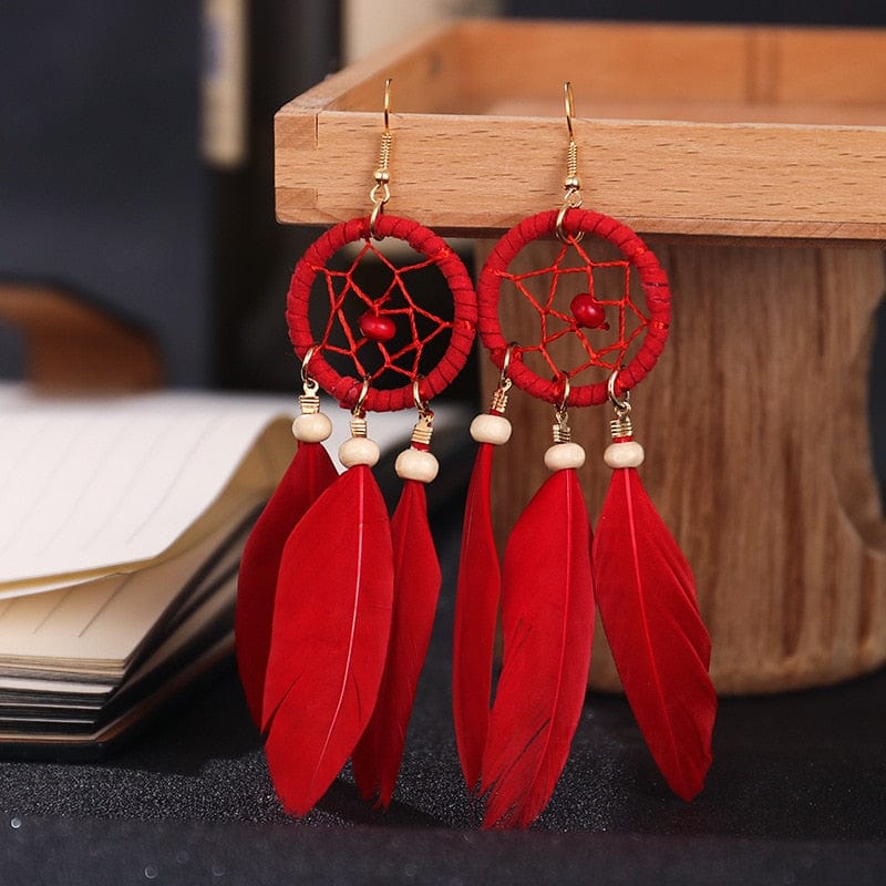 Dreamcatcher Feather Earrings-BUNNYKACHU