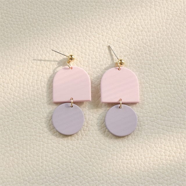 Macaron Geometric Dangle Earrings-BUNNYKACHU