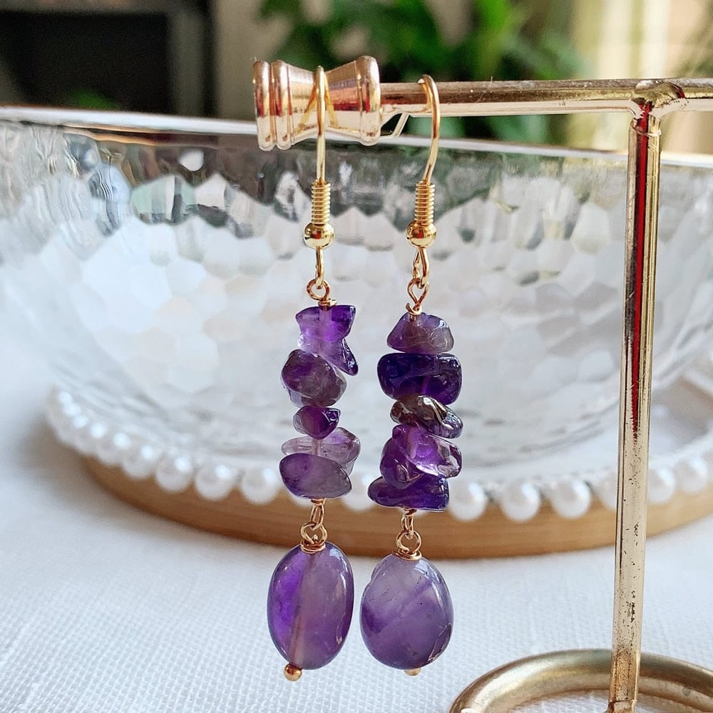 Long Crystal Drop Earrings-BUNNYKACHU