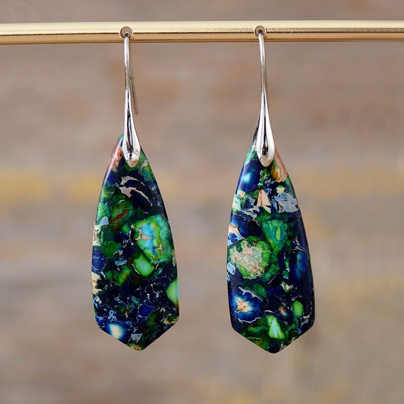 Bohemian Jasper Dangle Earrings-BUNNYKACHU