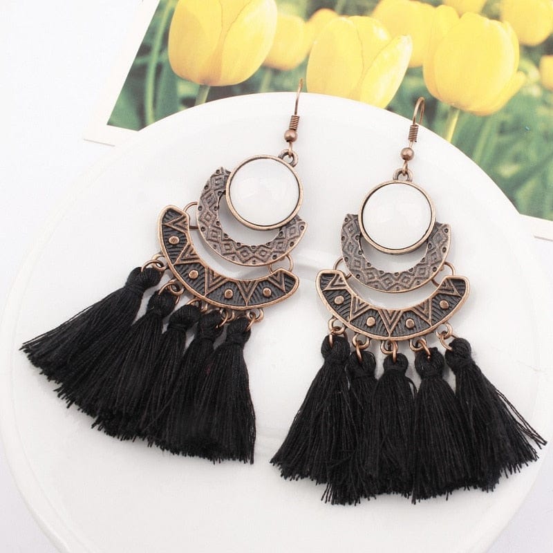 Boho Tasseled Dangle Earrings-BUNNYKACHU