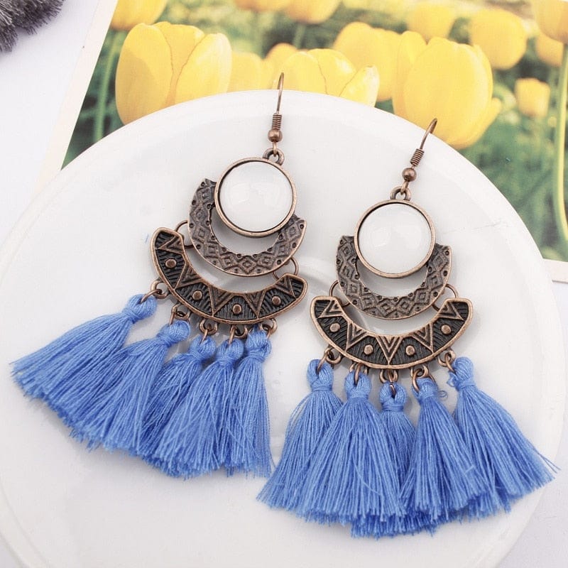 Boho Tasseled Dangle Earrings-BUNNYKACHU