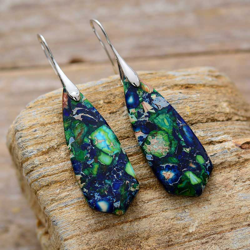 Bohemian Jasper Dangle Earrings-BUNNYKACHU