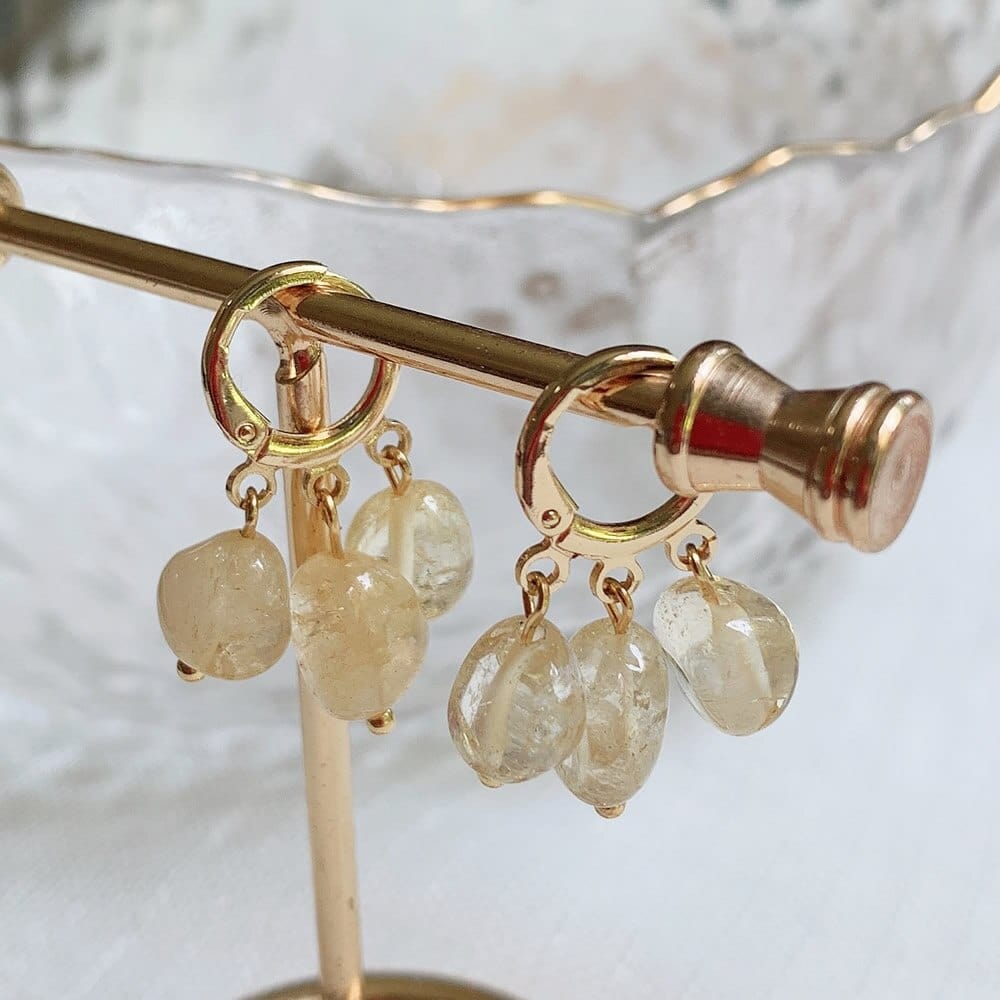 Natural Crystal Tassel Earrings-BUNNYKACHU