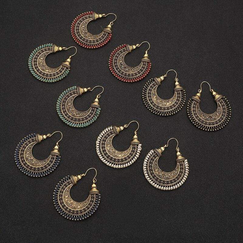 Crescent Moon Drop Earrings-BUNNYKACHU