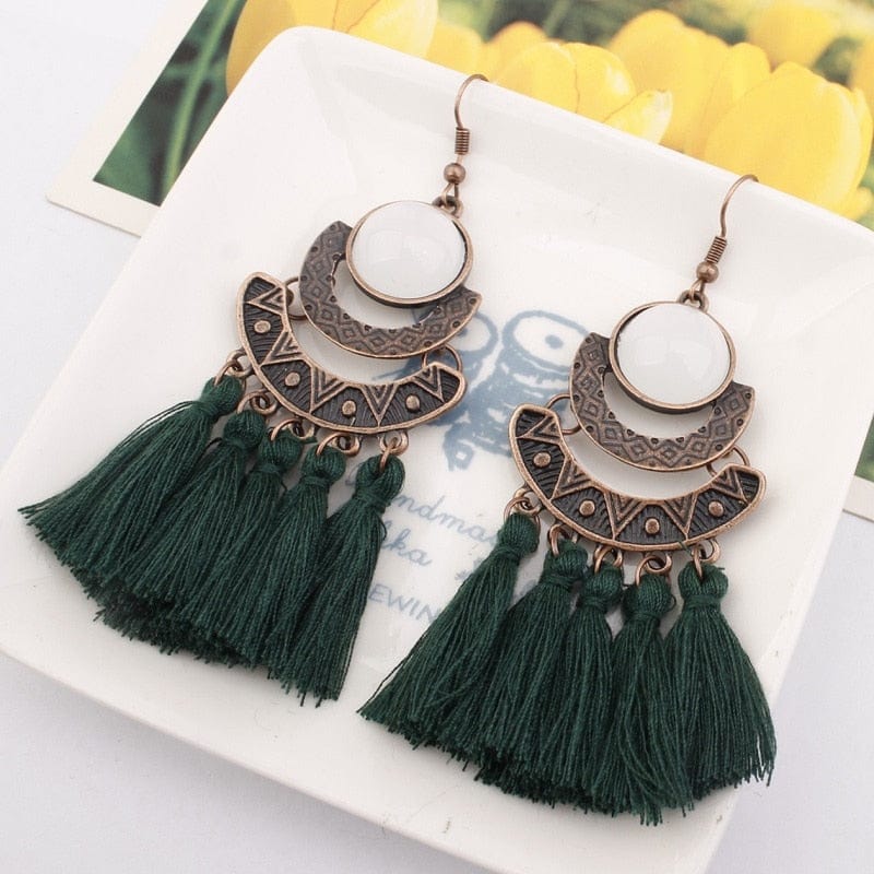 Boho Tasseled Dangle Earrings-BUNNYKACHU