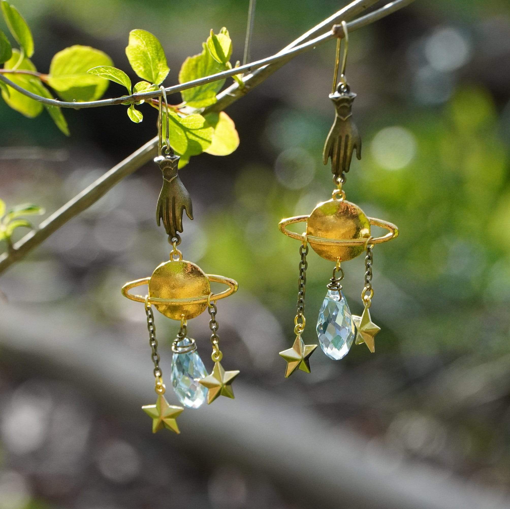 Drops Of Saturn Crystal Dangle Earrings-BUNNYKACHU