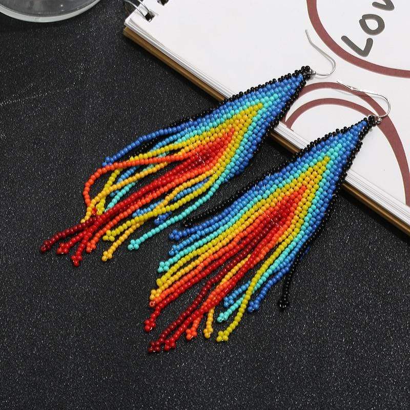 Ethnic Colorful Long Earrings-BUNNYKACHU