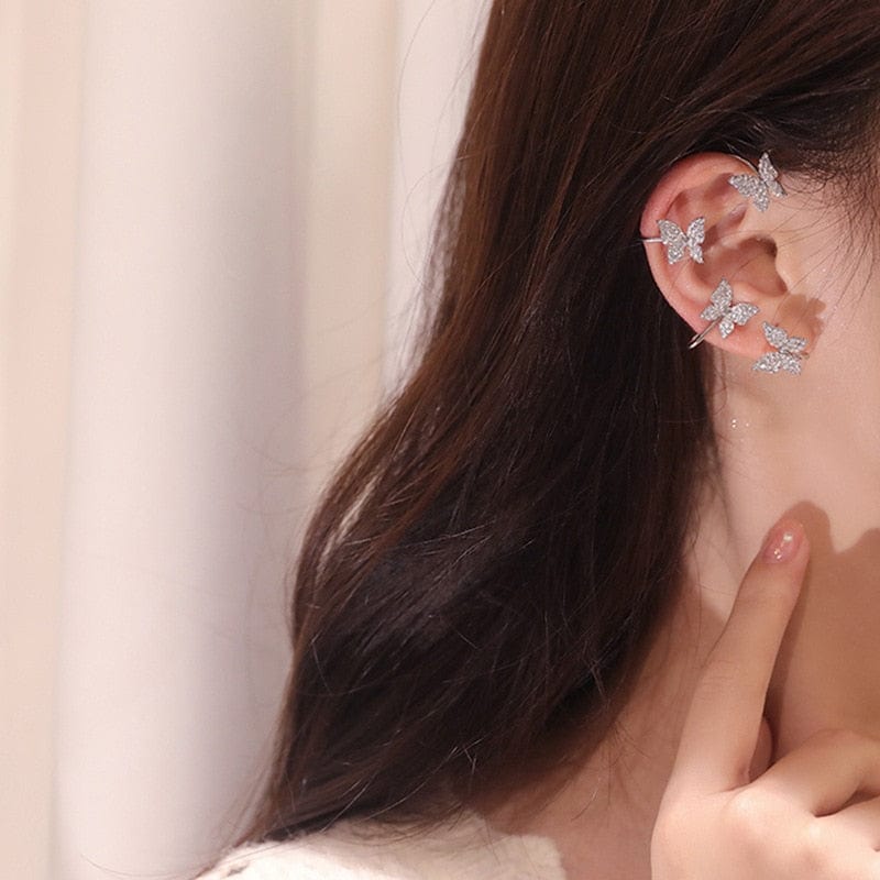 Fly Away Butterfly Cuff Earrings-BUNNYKACHU