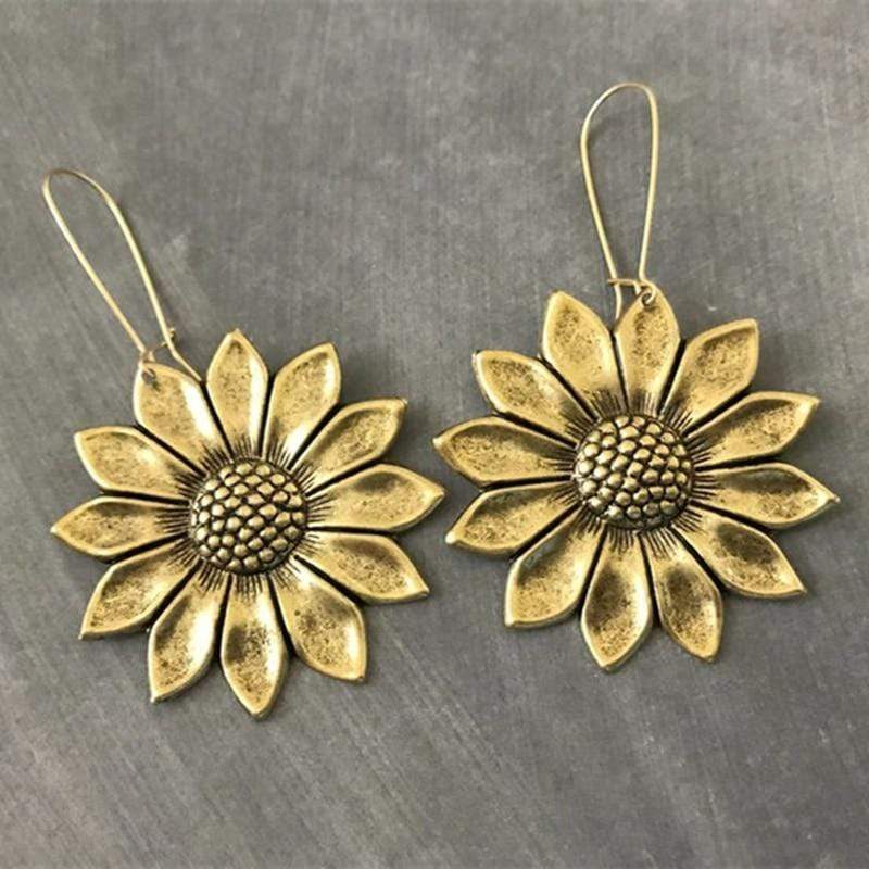 Boho Sunflower Drop Earrings-BUNNYKACHU