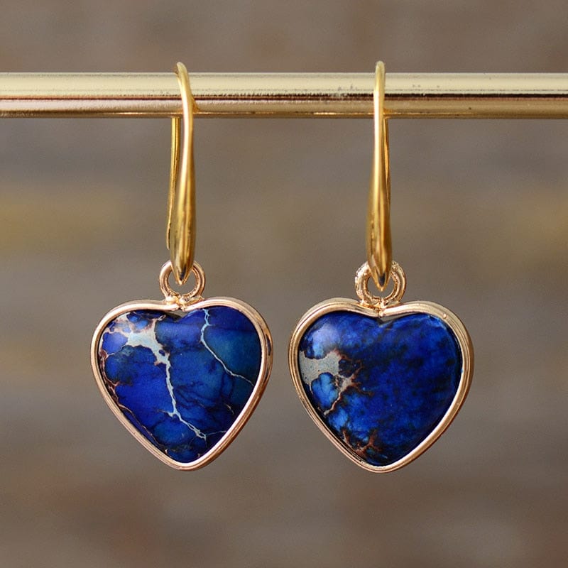 Heart Shape Natural Crystal Dangle Earrings-BUNNYKACHU