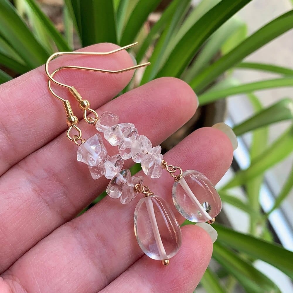 Long Crystal Drop Earrings-BUNNYKACHU