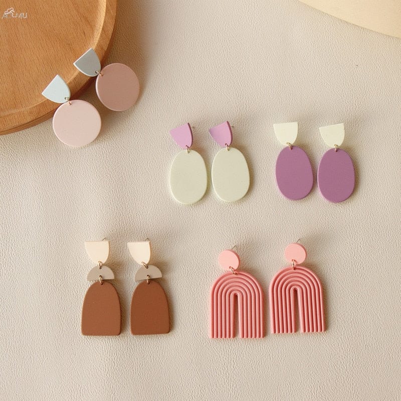 Macaron Geometric Dangle Earrings-BUNNYKACHU