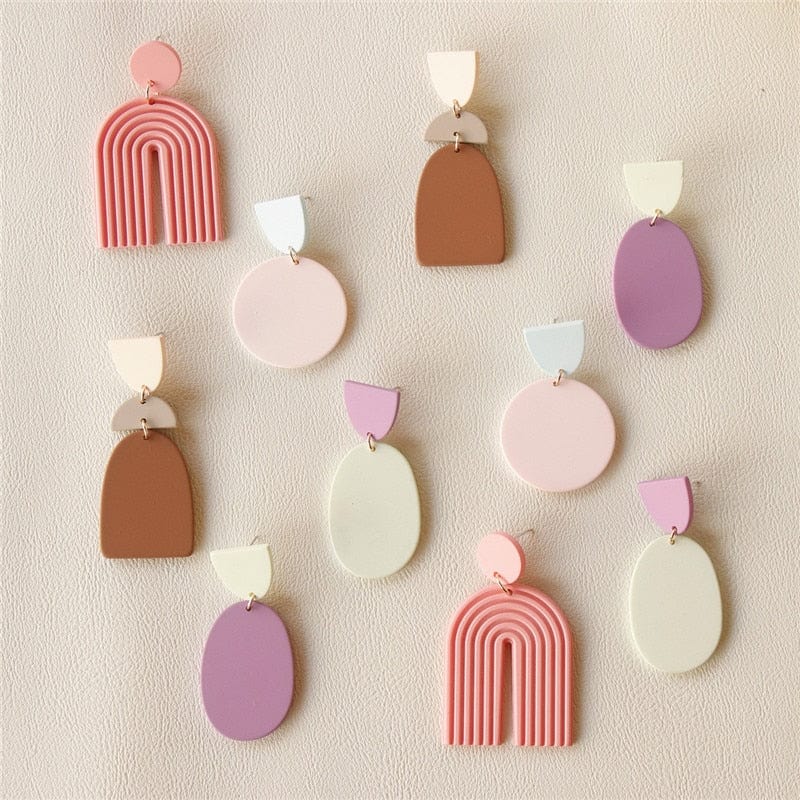 Macaron Geometric Dangle Earrings-BUNNYKACHU