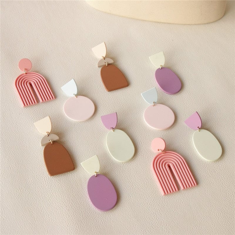 Macaron Geometric Dangle Earrings-BUNNYKACHU