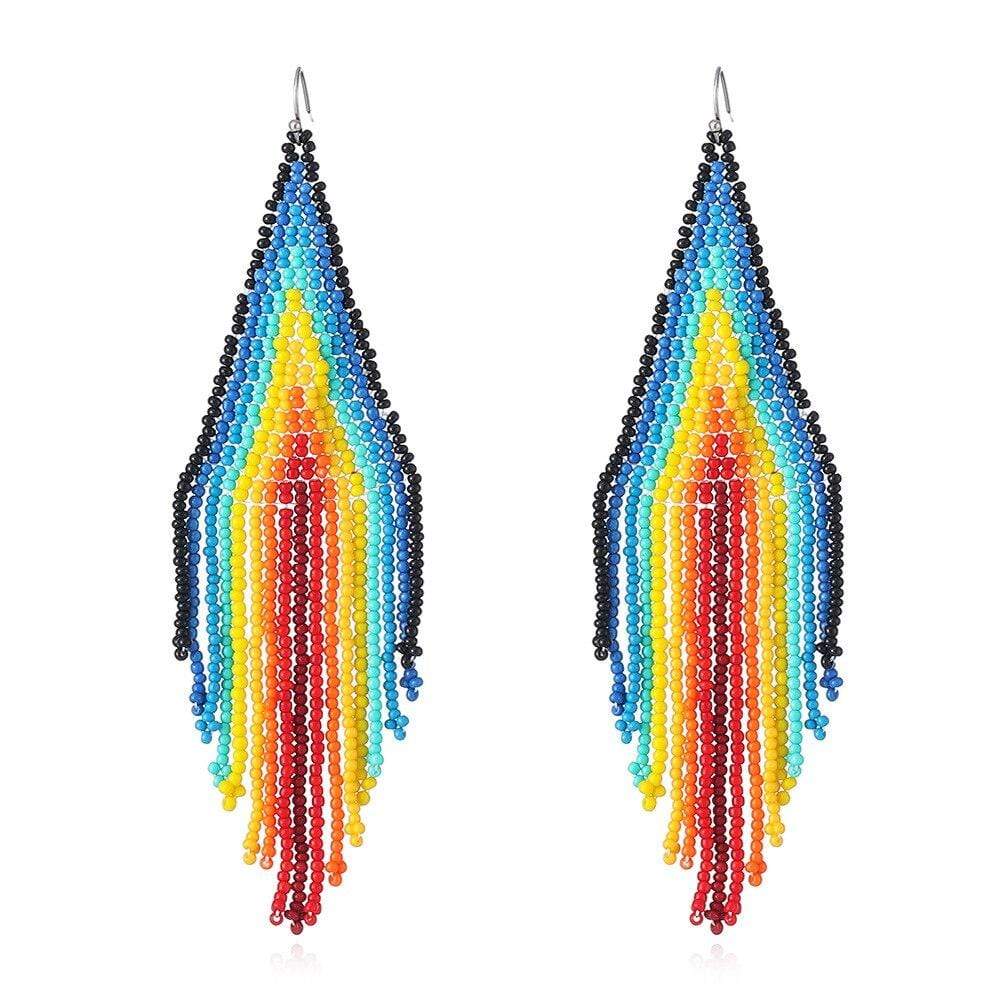 Ethnic Colorful Long Earrings-BUNNYKACHU