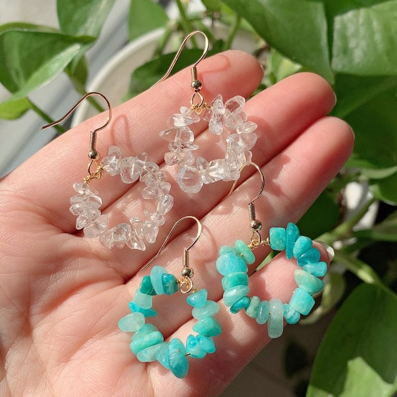 Natural Crystal Beads Earring-BUNNYKACHU