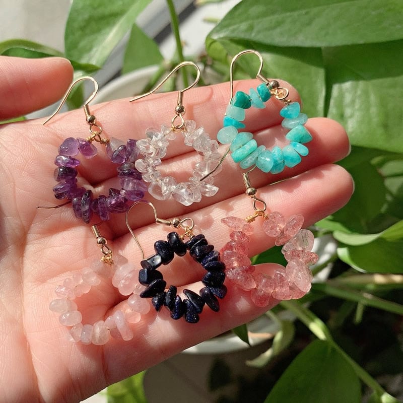 Natural Crystal Beads Earring-BUNNYKACHU