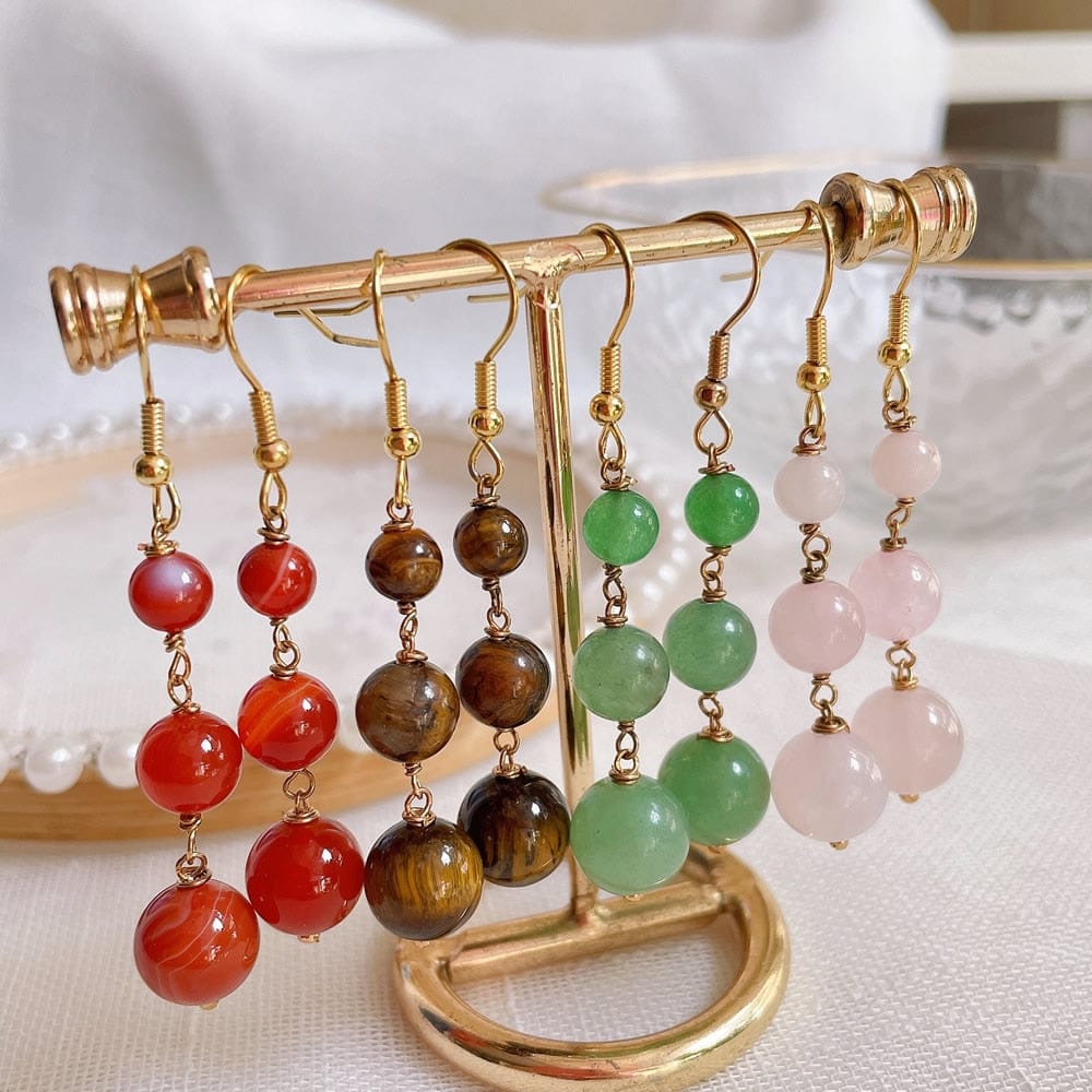 Natural Crystal Drop Earring-BUNNYKACHU
