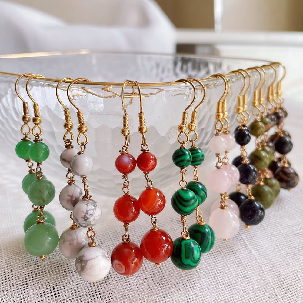 Natural Crystal Drop Earring-BUNNYKACHU