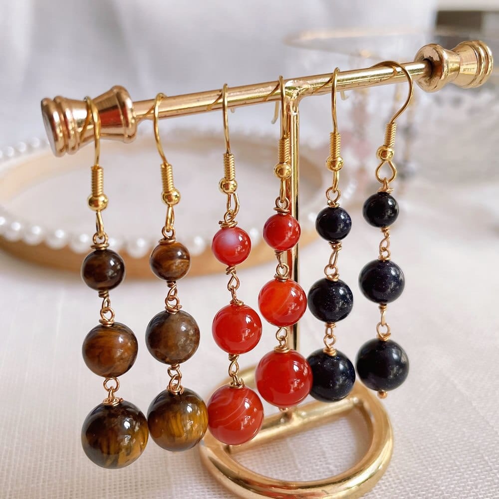 Natural Crystal Drop Earring-BUNNYKACHU