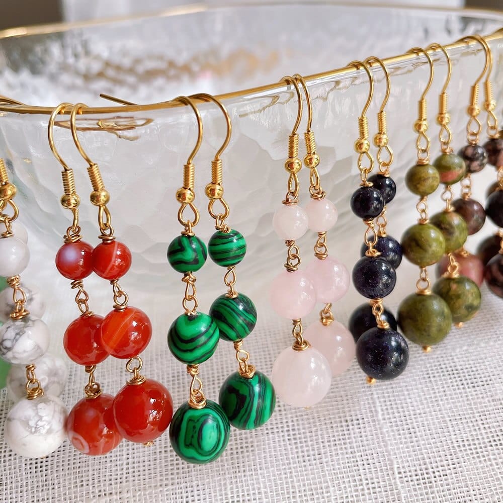 Natural Crystal Drop Earring-BUNNYKACHU