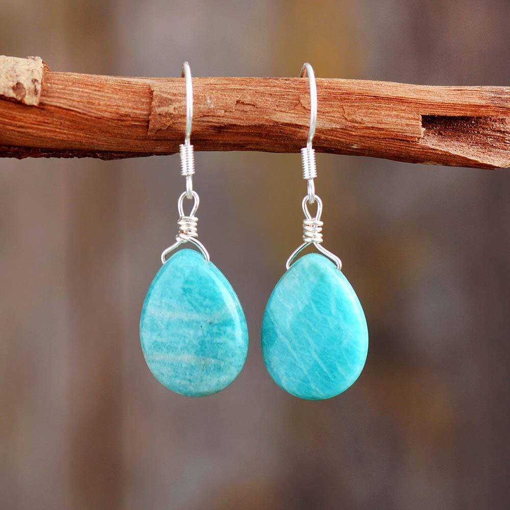 Natural Gemstone Teardrop Earrings-BUNNYKACHU