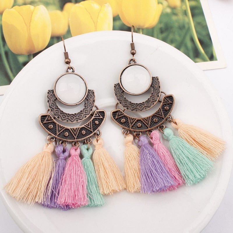 Boho Tasseled Dangle Earrings-BUNNYKACHU