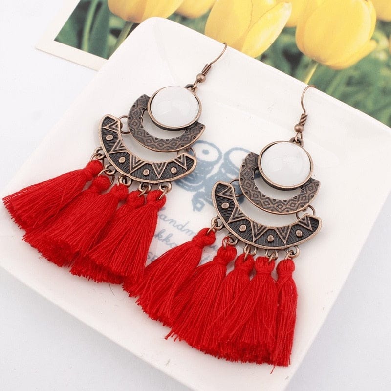 Boho Tasseled Dangle Earrings-BUNNYKACHU