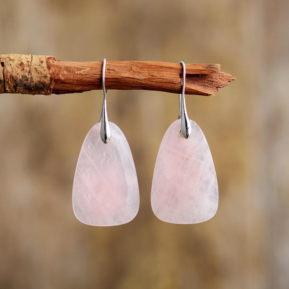 Rose Quartz Drop Earring-BUNNYKACHU