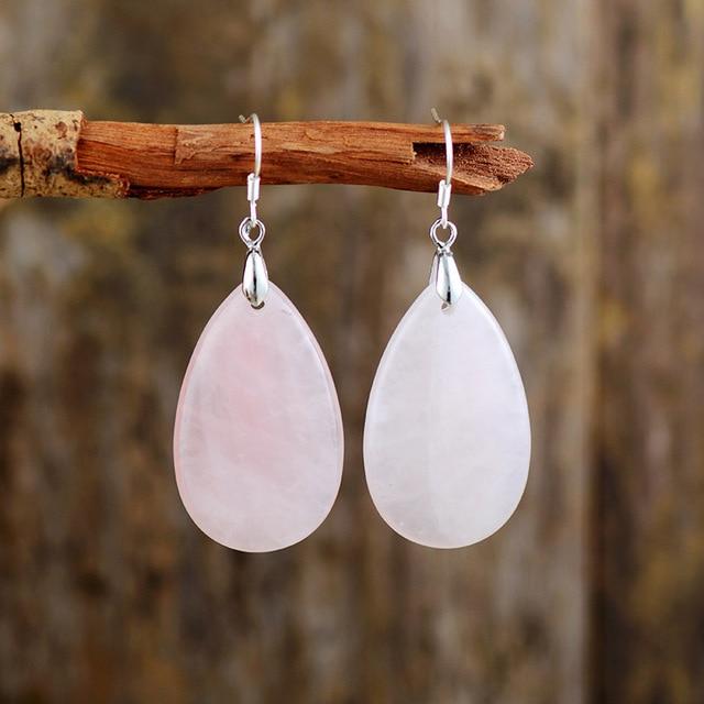 Teardrop Gemstone Dangle Earrings-BUNNYKACHU