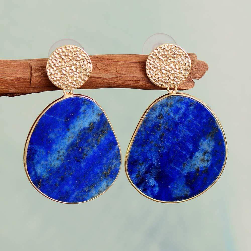 Lapis Luzuli/Tiger Eye Dangle Earrings-BUNNYKACHU