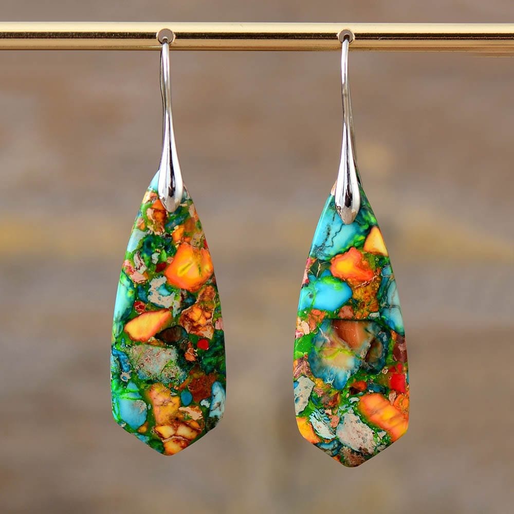 Bohemian Jasper Dangle Earrings-BUNNYKACHU