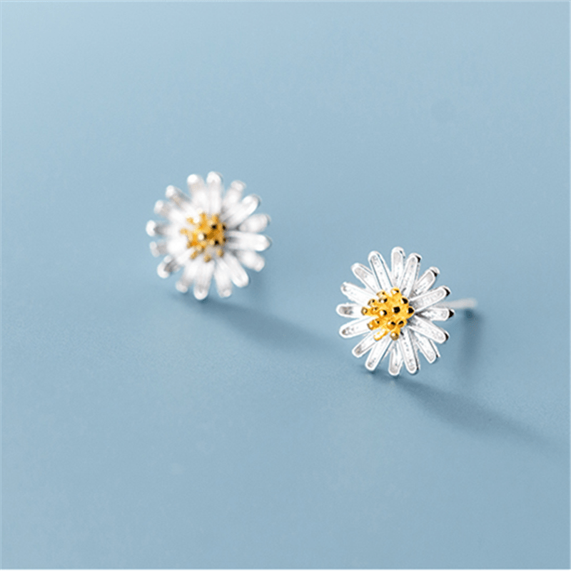 Sterling Silver Daisy Chrysanthemum Earrings-BUNNYKACHU