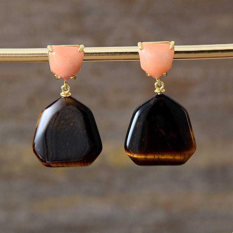 Amethyst - Tiger Eye Stud Earring-BUNNYKACHU
