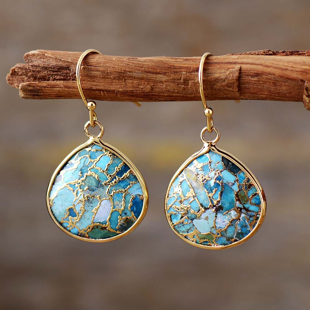 Turquoise Teardrop Dangle Earrings-BUNNYKACHU