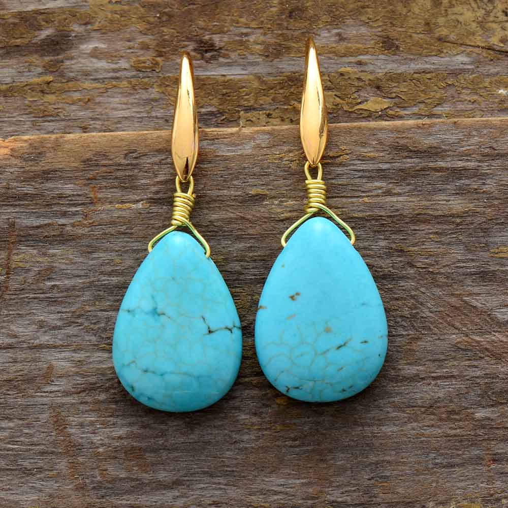 Turquoise Teardrop Earrings-BUNNYKACHU