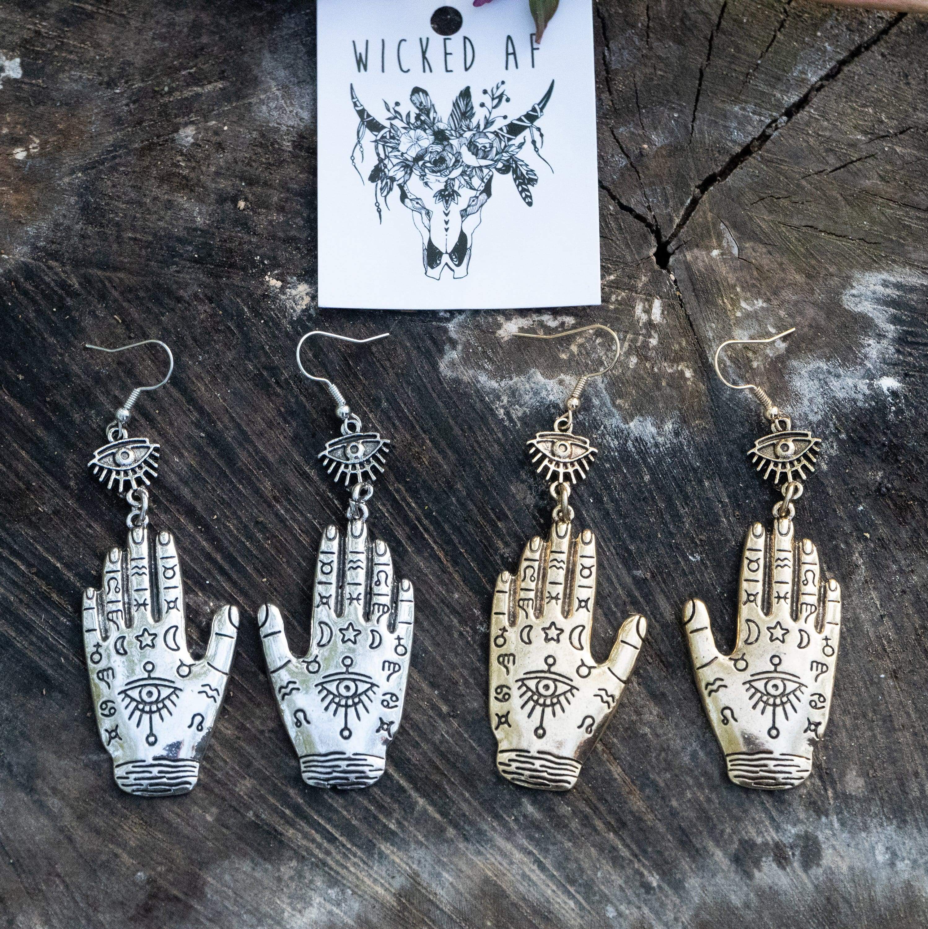 Vintage Evil Eye Hamsa Hand Drop Earrings-BUNNYKACHU