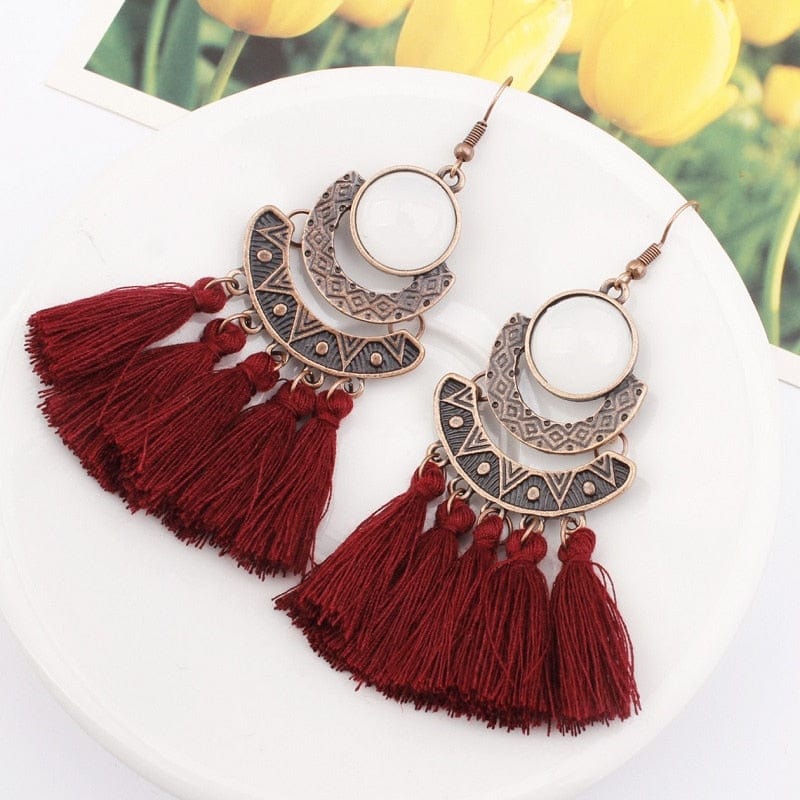 Boho Tasseled Dangle Earrings-BUNNYKACHU