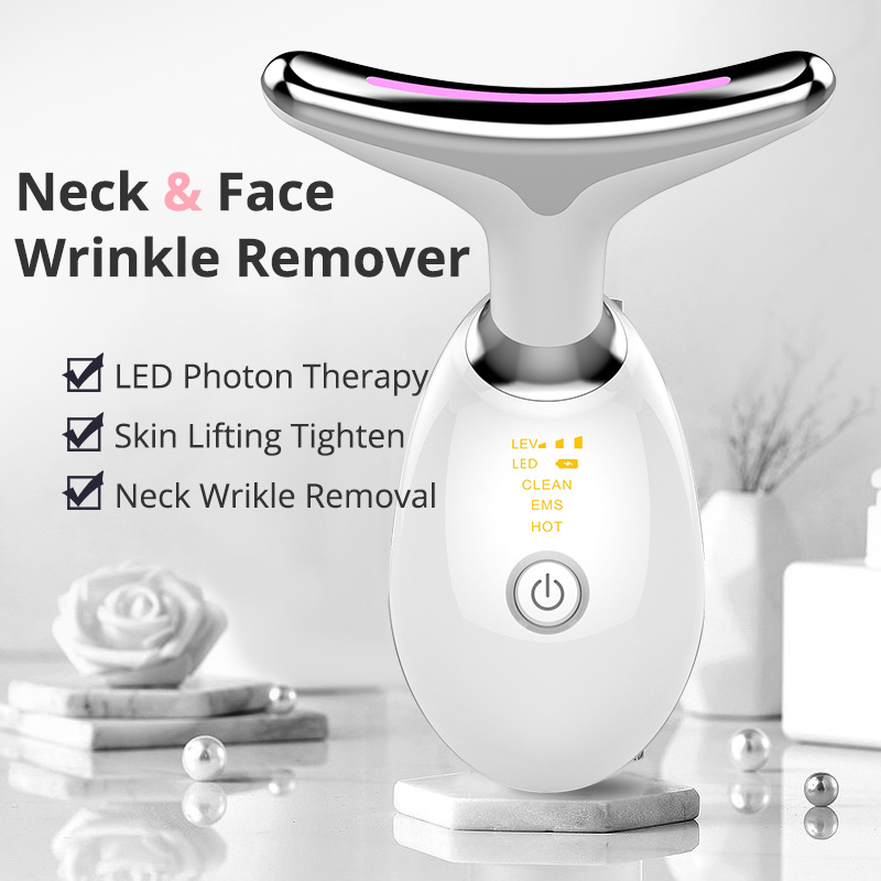 EMS termální masážní přístroj na zvedání a utahování krku Elektrický mikroproudový odstraňovač vrásek LED Photon Face Beauty Device pro ženy