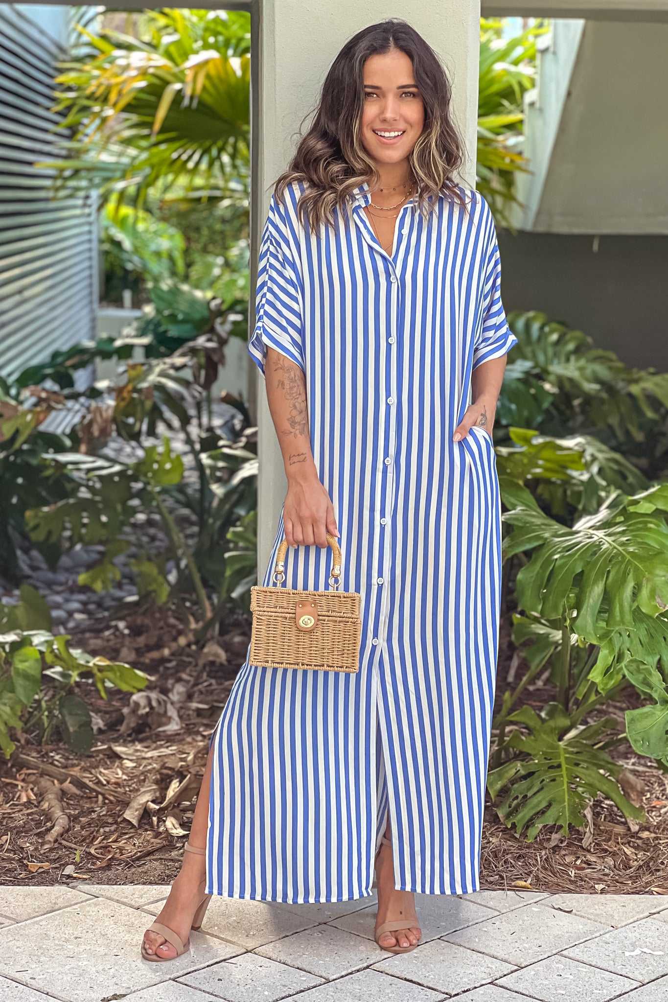 Long shirt store dress striped