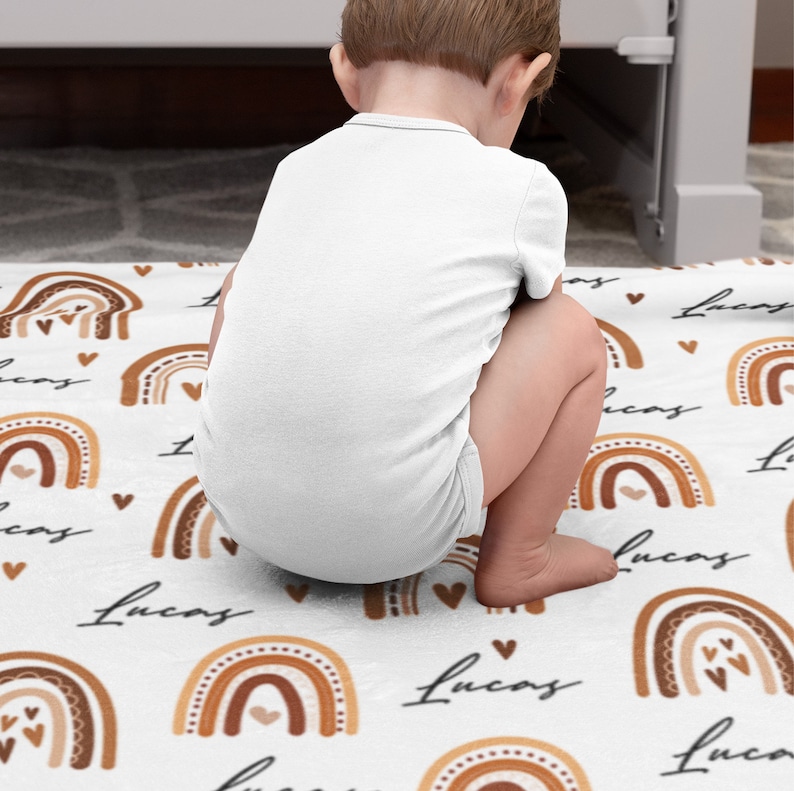 婴儿名字毯定制波西米亚风格婴儿毯与图像 7
