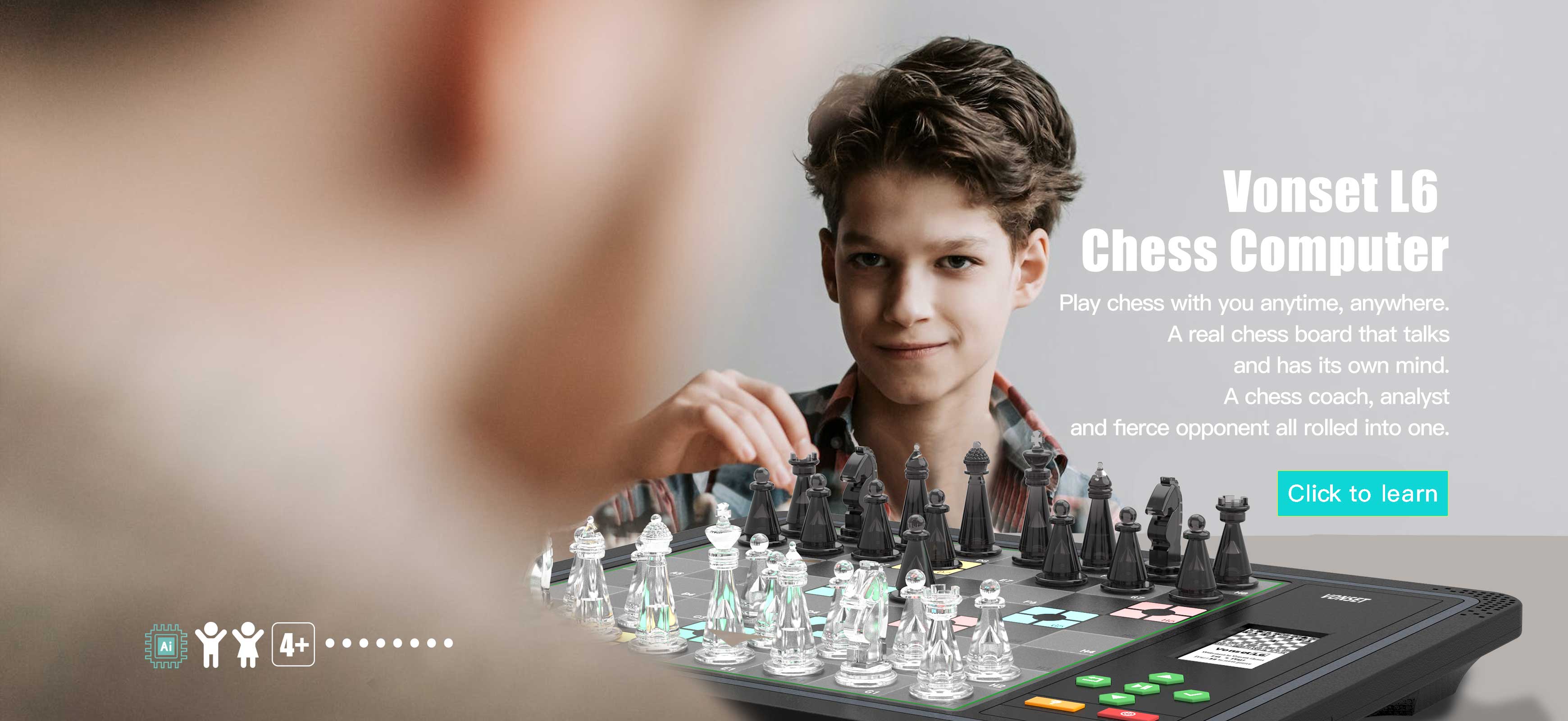  Vonset Core L6 Computer Chess Game Electronic Chess Set  Computer Chess Board with LED Light Chess Computer for Adults and Kids with  Double Queen Pieces for Beginners : Everything Else