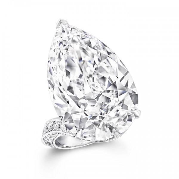 Rinxe Handcrafted 4.5 Carat Flawless Pear Cut Bypass Ring in Sterling Silver