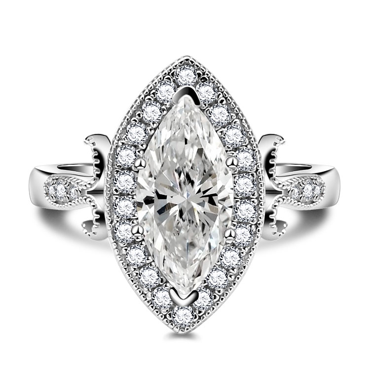 Rinxe Moissanite 2ct Marquise Cut Engagement & Bridal Ring
