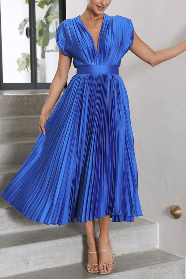 Hello Gorgeous Satin Pleated Midi Dress