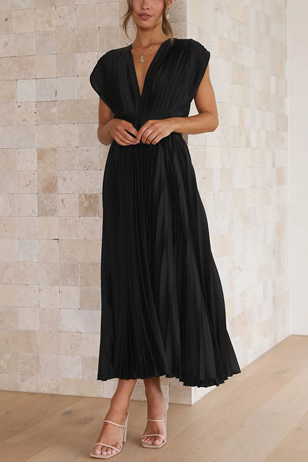 Hello Gorgeous Satin Pleated Midi Dress