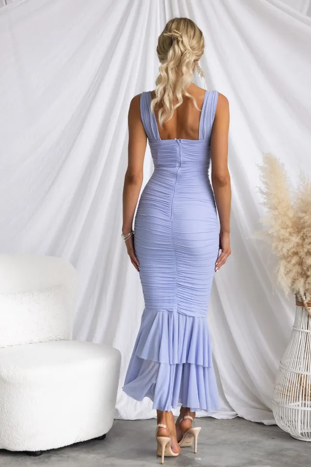 Solid Color High Waist Pleated Mermaid Dress